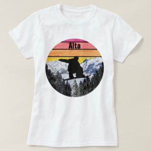 T-shirt Retro Snowboard Alta Les pistes de montagne