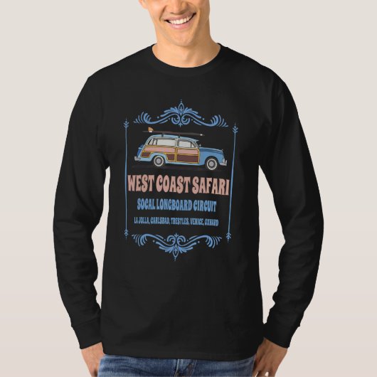 T-shirt Retro SoCal Surfing West Coast Safari Long Board C (Devant)