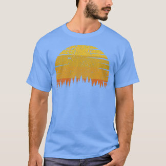 T-shirt Rétro Soleil Minimaliste Avec Pine Tree Silhouette