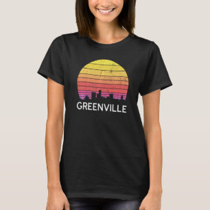 T-shirt Retro South Carolina City Greenville Skyline Vinta