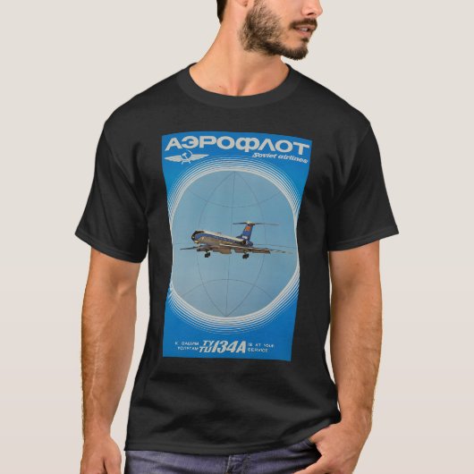 T-shirt Retro Soviet Airlines Aeroflot Russian Airline Pou (Devant)