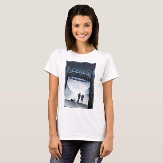 T-shirt Retro Space Travel Poster-Nwarf Planet Ceres. (Devant entier)