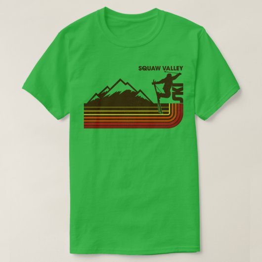 T-shirt Retro Squaw Valley les années 7080s Style Skiing S (Design devant)