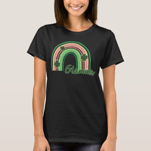 T-shirt Retro St Patrick s day Glamma  Rainbow Shamrock Pa (Devant)