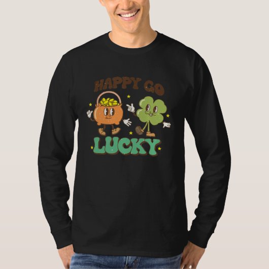 T-shirt Retro St Patrick s Day Happy Go Lucky Pot Of Gold  (Devant)
