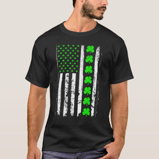 T-shirt Retro St Patrick's Day Drapeau vert irlandais amér (Devant)