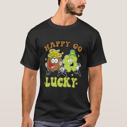 T-shirt Retro St Patrick's Day Happy Go Lucky Pot Of Gold (Devant)