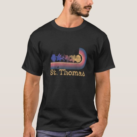 T-shirt Retro St Thomas Tropical Flowers 80's Style Surfin (Devant)