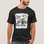 T-shirt Retro Stay Wild Roam Western Buffalo Bison Mountai (Devant)
