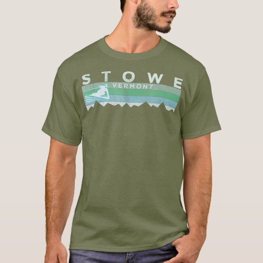 T-shirt Retro Stowe VT Ski en état de détresse (Devant)