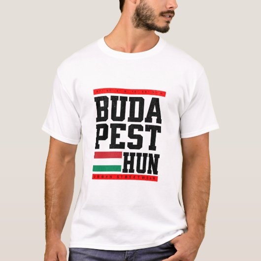 T-Shirt Retro-Style mit Koordinaten Budapest (Devant)