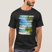 T-shirt Retro Style Tropical Beach Sunset Island Palm Tree (Devant)
