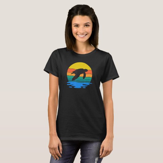T-shirt Retro Style Turtle Silhouette Save The Turtles Und (Devant entier)