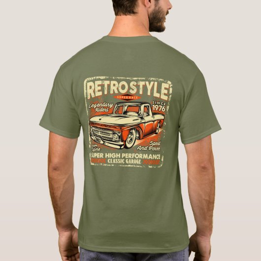 T-shirt Retro Style Vintage Classic Ramassage Camion (Dos)