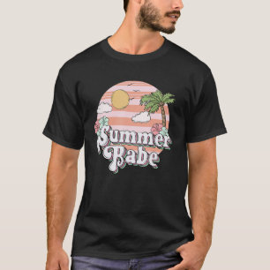 T-shirt Retro Summer Babe Palm Vintage Sunset Beach graphi