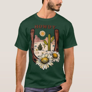 T-shirt Retro Sunflower Desert Sunset Rodeo Dad Horseshoe