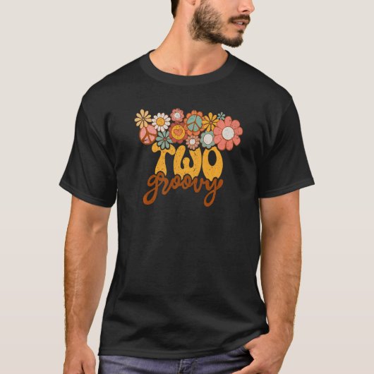 T-shirt Retro Sunflower Hippie Two Groovy Positive Mind Ha (Devant)