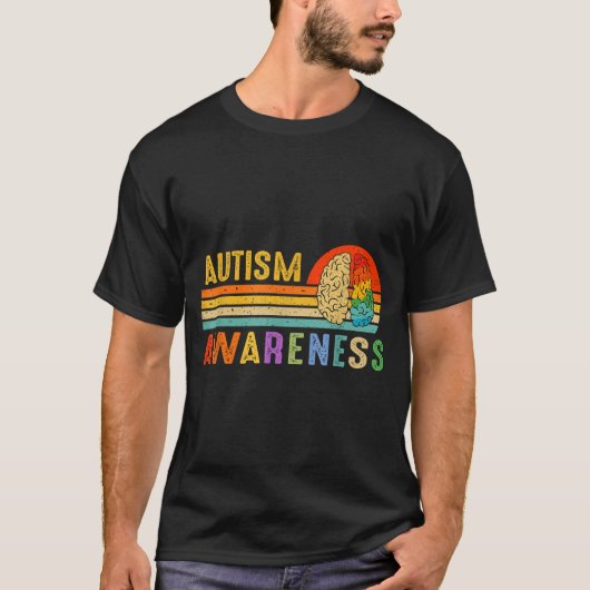 T-shirt Retro Sunset Autism Awareness Neurodiversity Spect (Devant)