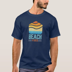 T-shirt Retro Sunset Beach Vibes Été Amusement Vintage Été