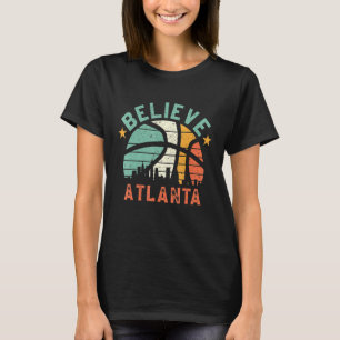 T-shirt Retro Sunset Believe Atlanta Basketball Ball Cit