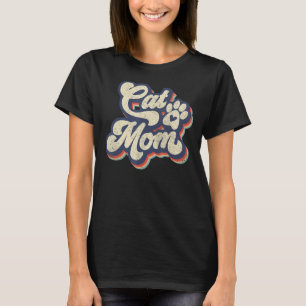 T-shirt Retro Sunset Chat Maman Chat Paw Amoureux des chat