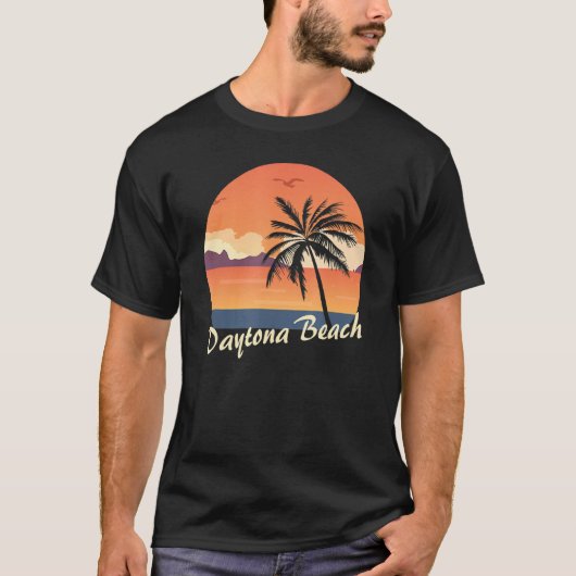 T-shirt Retro Sunset Daytona Beach (Devant)