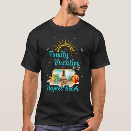 T-shirt Retro Sunset Family Vacation 2023 Floride Naples B (Devant)