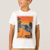 T-shirt Retro Sunset Forest Paysage Abstrait (Devant)