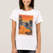 T-shirt Retro Sunset Forest Paysage Abstrait (Devant)