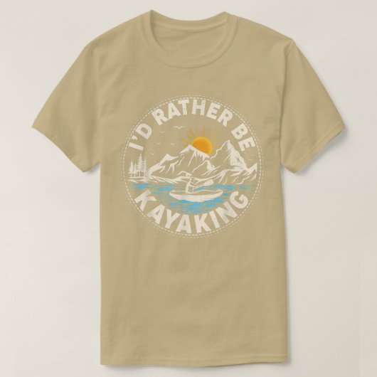 T-shirt Retro Sunset Funny I'd Rather Be Kayaking  (Design devant)