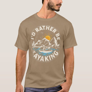 T-shirt Retro Sunset Funny I'd Rather Be Kayaking 