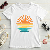 T-shirt Retro Sunset Graphic, Women’s Summer Sun & Sea