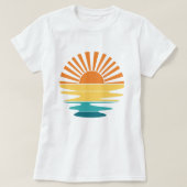 T-shirt Retro Sunset Graphic, Women’s Summer Sun & Sea (Design devant)