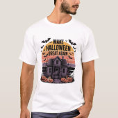 T-shirt Rétro Sunset Halloween oeuvre - Déplaisant Haunted (Devant)