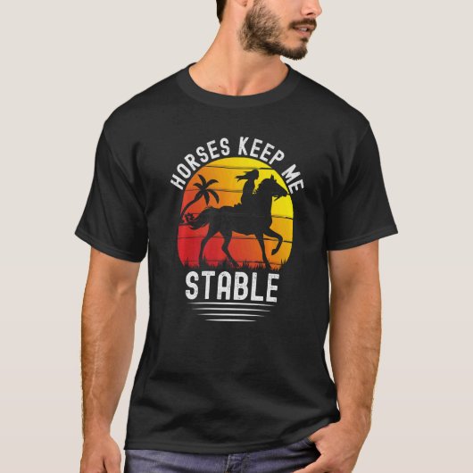 T-shirt Retro Sunset Horses Keep Me Stable  Horses (Devant)