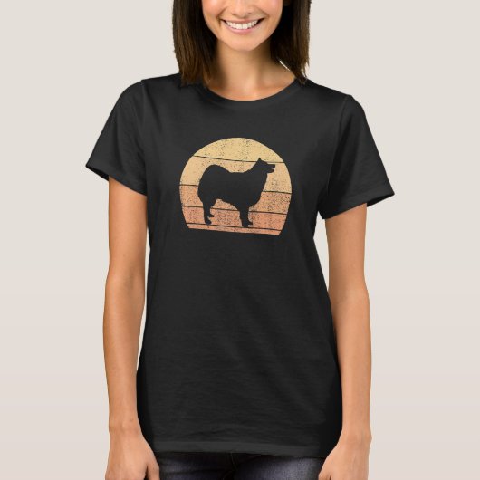 T-shirt Retro Sunset Icelandic Sheepdog (Devant)