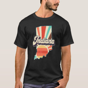 T-shirt Retro Sunset Indiana State Vintage Indiana Pride