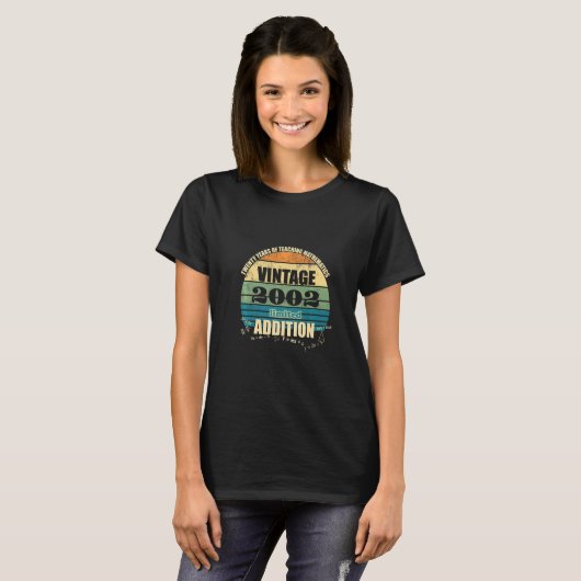 T-shirt Retro Sunset Math Enseignant 20 ans Pun d'addition (Devant entier)
