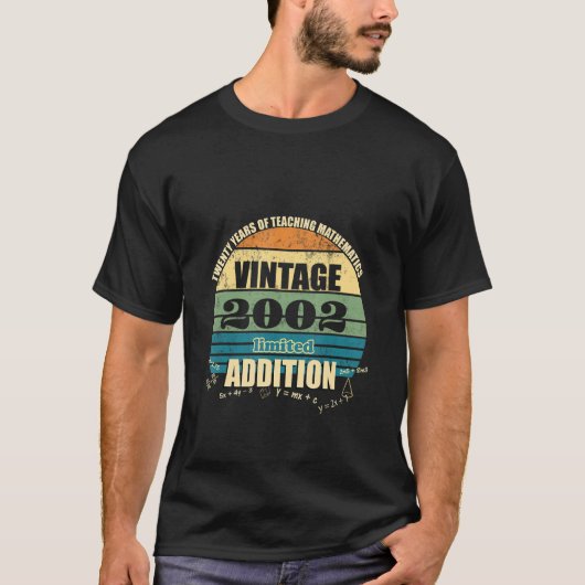 T-shirt Retro Sunset Math Enseignant 20 ans Pun d'addition (Devant)