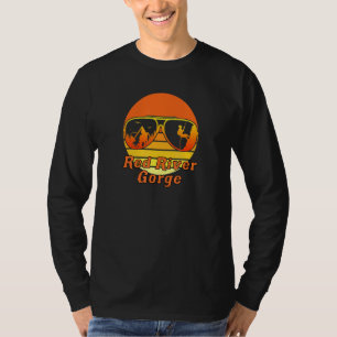 T-shirt Retro Sunset Mountain Kentucky Rock Escalade Rouge