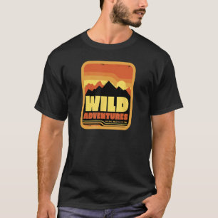 T-shirt Retro Sunset Mountains Wild Adventure Explorez Vin