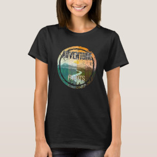 T-shirt Retro Sunset Natural Lake Mountain Adventure Await