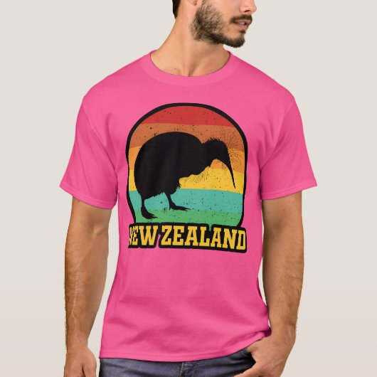 T-shirt Retro Sunset Nouvelle-Zélande Kiwi (Devant)