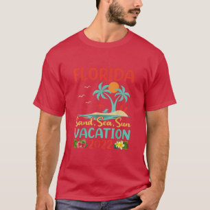 T-shirt Retro Sunset Palm Tree Beach Vacation 2022 Floride
