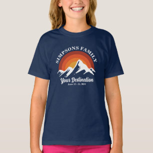 T-shirt Retro Sunset Personnalisé Famille Vacances Groupe 