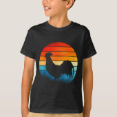 T-shirt Retro Sunset Rooster Chicken Lover  (Devant)