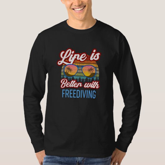 T-shirt Retro Sunset Slogan   With Freediving (Devant)