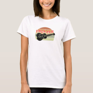 T-shirt Retro Sunset Ukulele Dessin Perdu