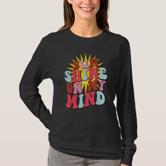 T-shirt Retro Sunshine On My Mind Groovy Summer (Devant)