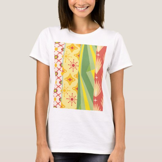 T-shirt Retro Sunshine Patterns – Bold Colorful (Devant)